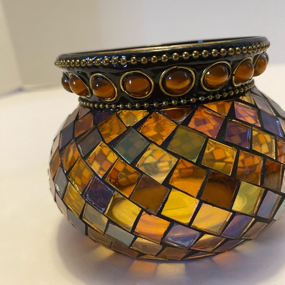 PartyLite Global Fusion Votive Holder P8367 Mosaic Tile Glass Tealight Retired - Picture 11 of 13